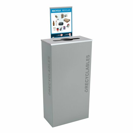 EX-CELL KAISER 17-Gal. KD Indoor Recycling Receptacle - Cans/Bottles decal, Hammered Grey Pebble RC-KD17-C BT-HMG